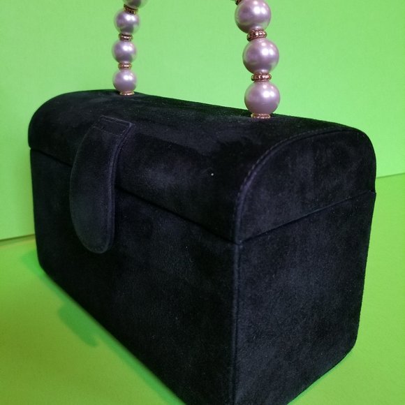 STEFANO suede black small bag Italy - Picture 2 of 9